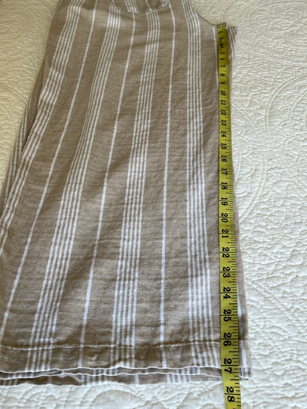 Linen Cotton Wide Leg High Rise Striped Pants Pull On Women's XL Tan Beachy - Picture 14 of 16